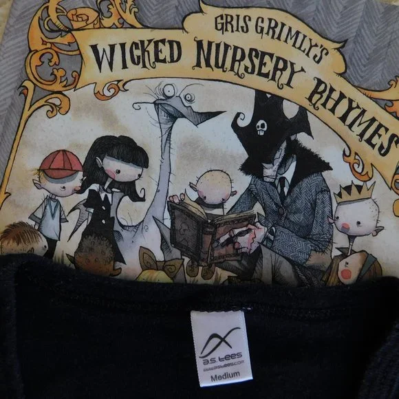 Rare Gris Grimly Wicked Nursery Rhyme Mistress Mary Hot Topic style goth T shirt - Picture 6 of 15